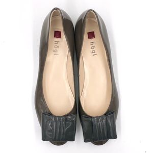 New Hogl Ballet Flats Patent Leather w/Gray Bow 9